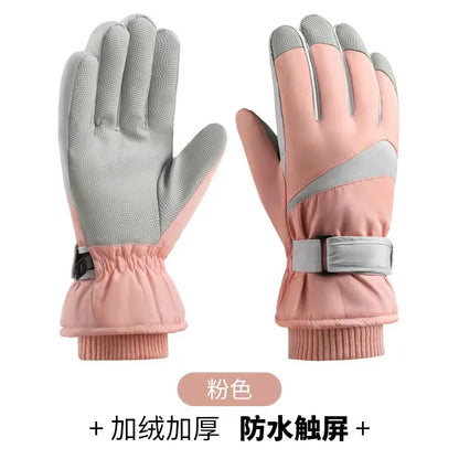 Skiing Gloves Winter Cycling Thick Fleece Warm Gloves Women Men Tick Touch Screen Waterproof Motorcycle Windproof Gloves Fashion