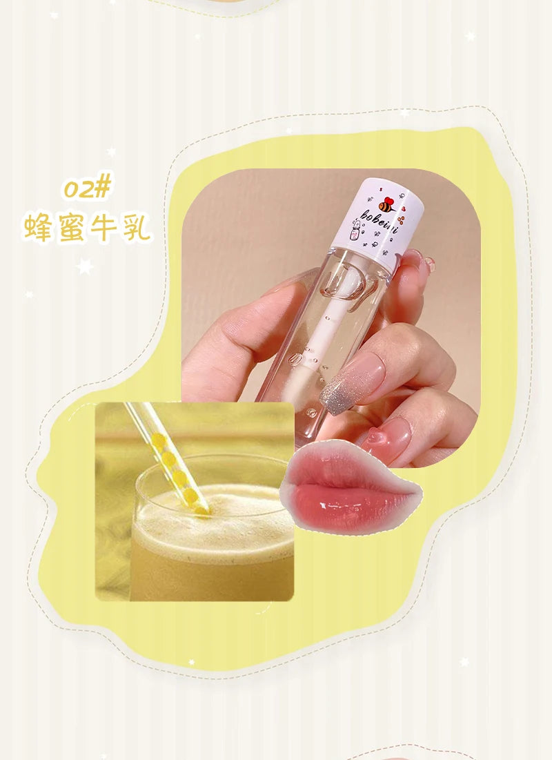 Bee Lip Oil Water-shine Glass Transparent Lip Honey Dry Repair Lip Care toot Lip Moisturizing Lip Oil