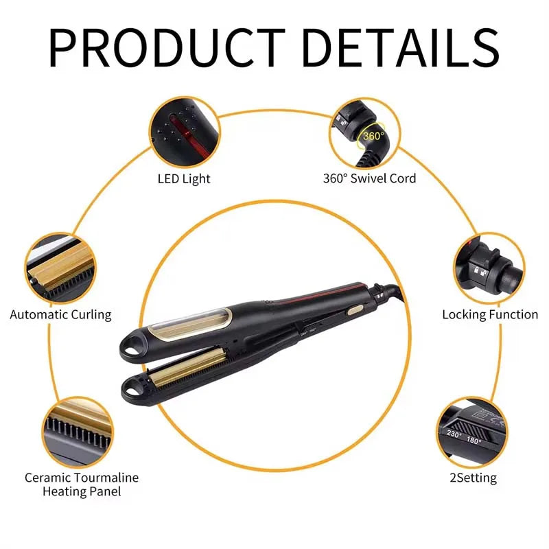 2025 Ceramic Mini Portable Electric Hair Curler LCD Temperature Display PTC Automatic Serrated Curling Iron for Household Use