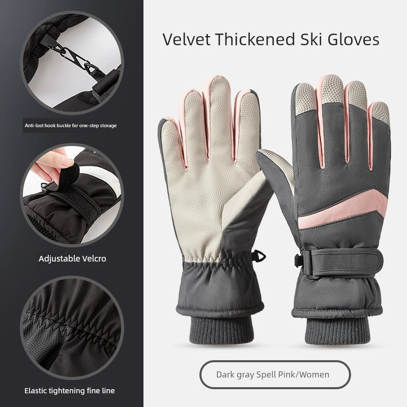 Ski Gloves for Women 2025 New Arrival Winter Cycling Fleece-lined Thickened Windproof Coldproof Warm Gloves Touch Screen Men