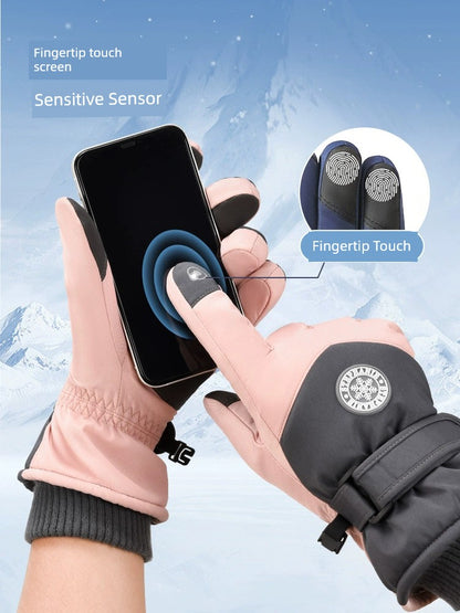 Ski Gloves for Women 2025 New Arrival Winter Cycling Fleece-lined Thickened Windproof Coldproof Warm Gloves Touch Screen Men