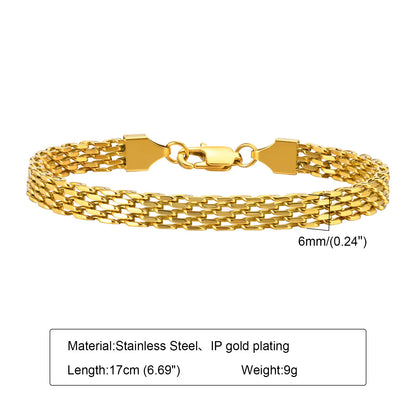 Waterproof Stainless Steel Chain Bracelets For Women , Gold Plated Fashion Stackable Link Bracelet Gifts