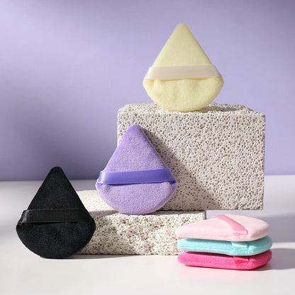 10/20Pcs Triangle Velvet Powder Puff Pizza Flours Mini Face Makeup Sponge Cosmetics Washable Lightweight Makeup Tool