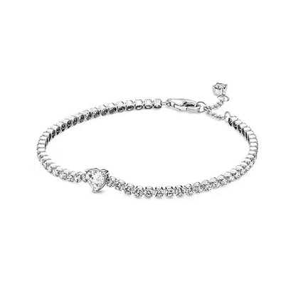 Hot selling 925 Sterling Silver Exquisite Stars Heart-shaped All Zircon Tennis Bracelet Luxurious Charm Bracelet Surprise Gifts