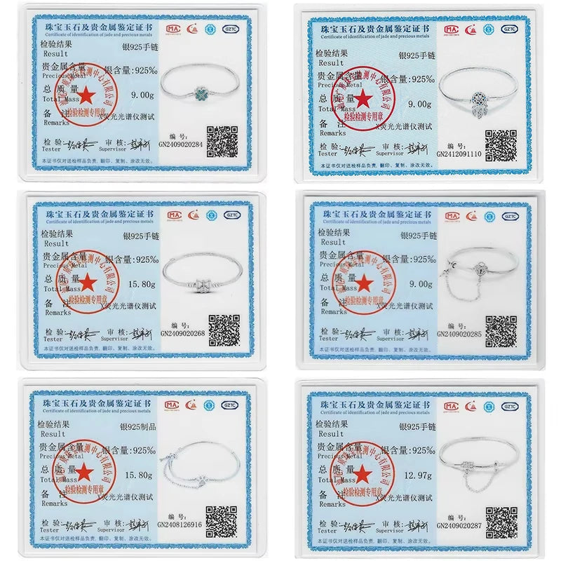 Bracelet Silver 925 Original 17-20CM Star Moon Sun Four Leaf Clover Green Zircon Bracelets Fit DIY Charms Birthday Jewelry Gifts