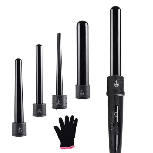 Hot Sale Styling Tools 5 in 1 Tourmaline Ceramic Hair Curler Roller Interchangeable Barrel Curling Iron Wand Set