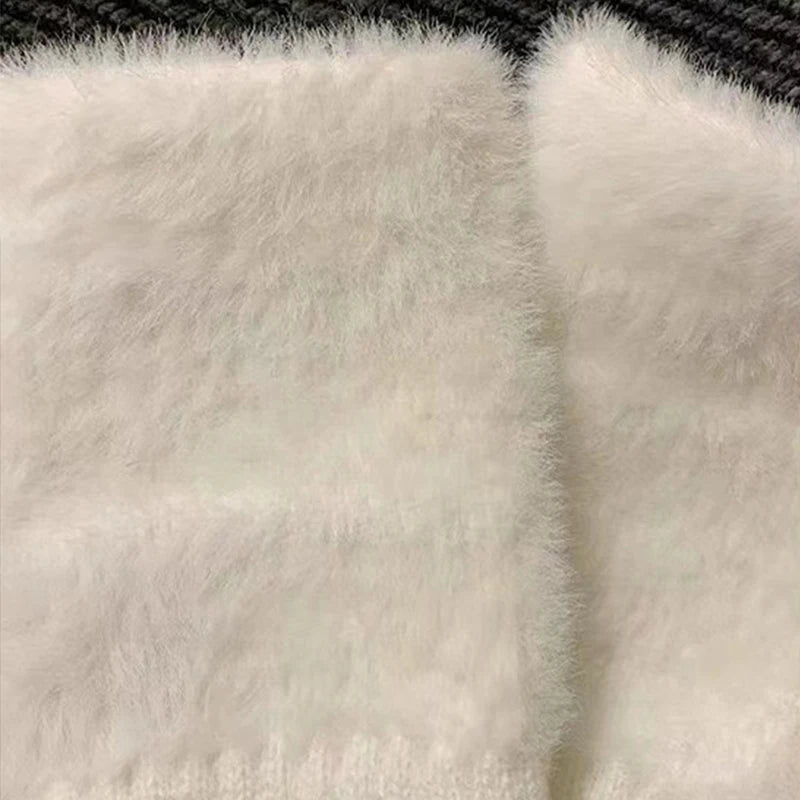 Autumn Winter Soft Mink Fleece Half Finger Gloves Women Plush Knitted Fingerless Gloves Wrist Mittens Driving Writting Gloves