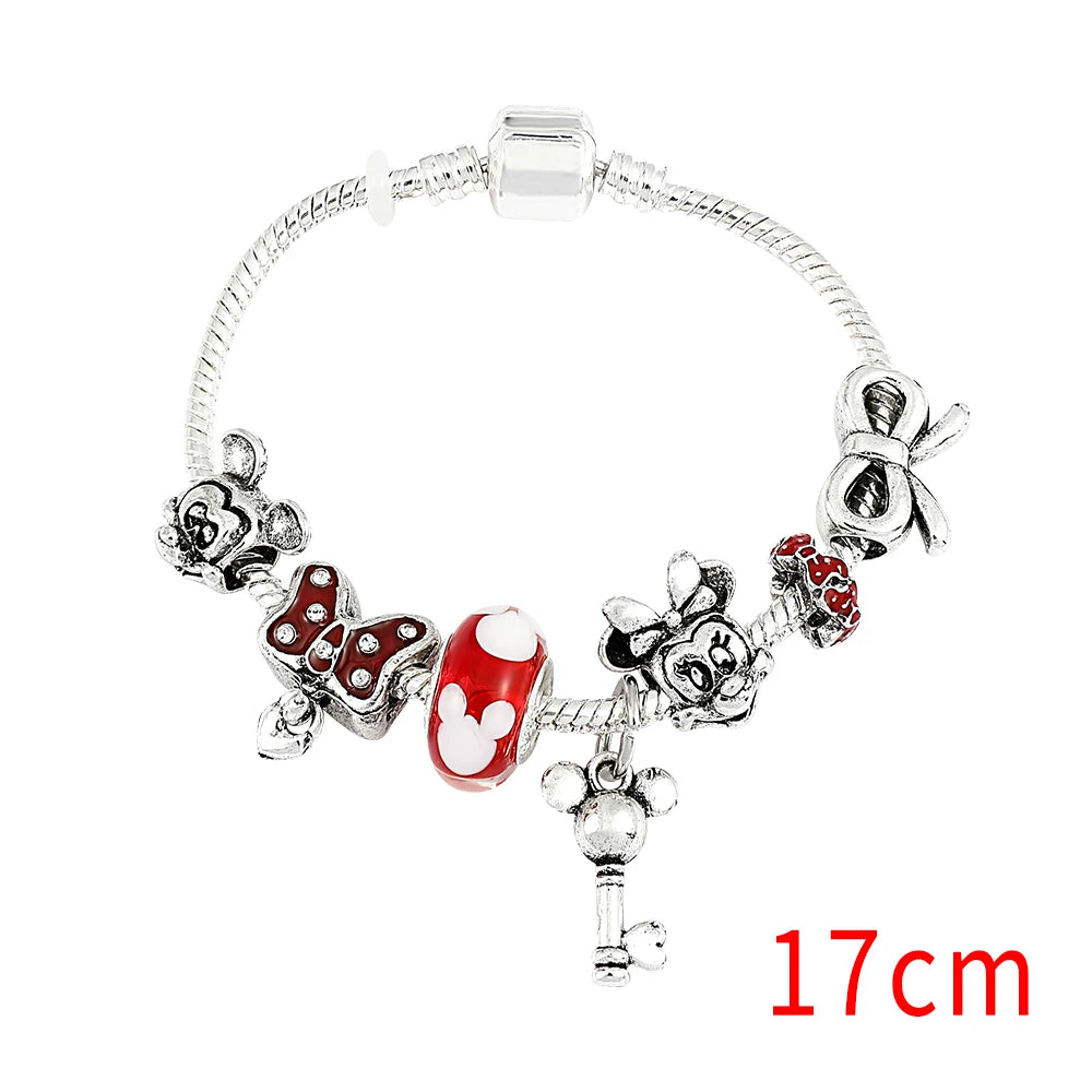 Disney Marvel Movie Peripheral Jewelry Winnie the Pooh Bear The Little Mermaid Moana Stitch Charm Bracelets For Women Girl Gift