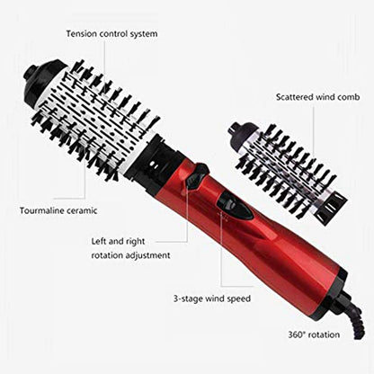 Hair Curler Straightening Brush Ceramic Tourmaline Multi Styler Rotating Hair Dryer With 5 Heat Adjustments for Dry Hair