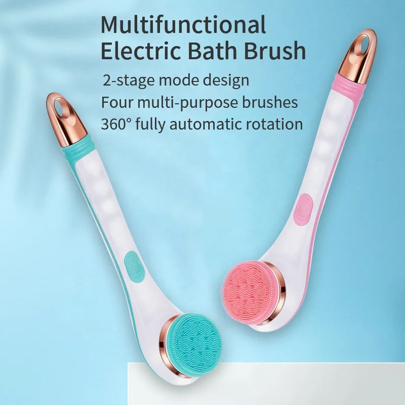 Multi-Function Long Handle Electric Silicone Soft Cleaning Home Use Massage Body Bath Brush