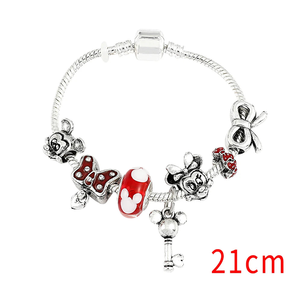 Disney Marvel Movie Peripheral Jewelry Winnie the Pooh Bear The Little Mermaid Moana Stitch Charm Bracelets For Women Girl Gift