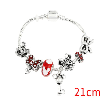 Disney Marvel Movie Peripheral Jewelry Winnie the Pooh Bear The Little Mermaid Moana Stitch Charm Bracelets For Women Girl Gift