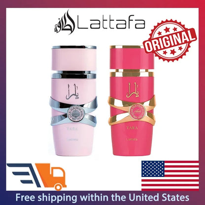 Lattafa Yara 2 Piece Set Eau de Parfum Femmen Spray 100ml Original Arab Perfumes Lasting Floral Pheromones Perfume Makeup 3.4 Oz