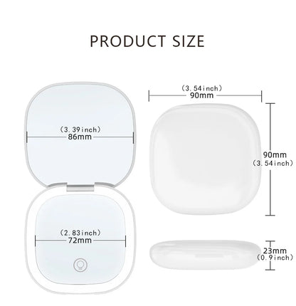 Mini Compact Foldable Pocket Hand Led Makeup Mirror With Led Light 5x/10x Magnification Rechargeable And Small