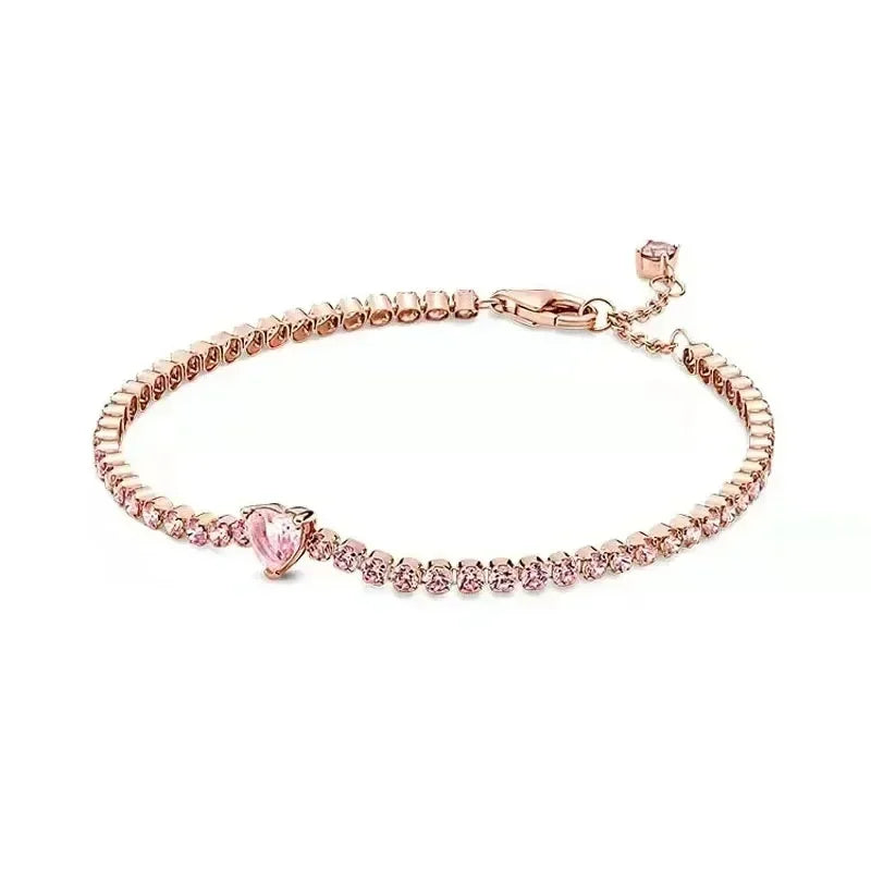 Hot selling 925 Sterling Silver Exquisite Stars Heart-shaped All Zircon Tennis Bracelet Luxurious Charm Bracelet Surprise Gifts