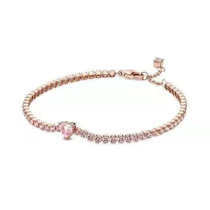 Hot selling 925 Sterling Silver Exquisite Stars Heart-shaped All Zircon Tennis Bracelet Luxurious Charm Bracelet Surprise Gifts