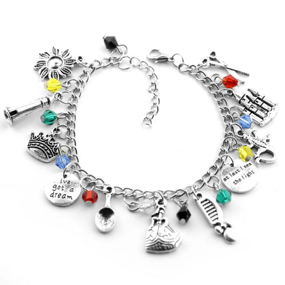 Disney Marvel Movie Peripheral Jewelry Winnie the Pooh Bear The Little Mermaid Moana Stitch Charm Bracelets For Women Girl Gift