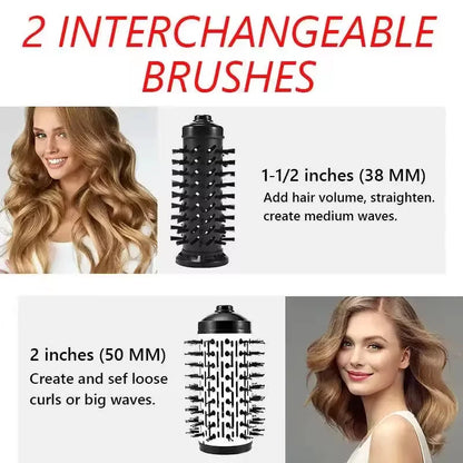 Hair Curler Straightening Brush Ceramic Tourmaline Multi Styler Rotating Hair Dryer With 5 Heat Adjustments for Dry Hair