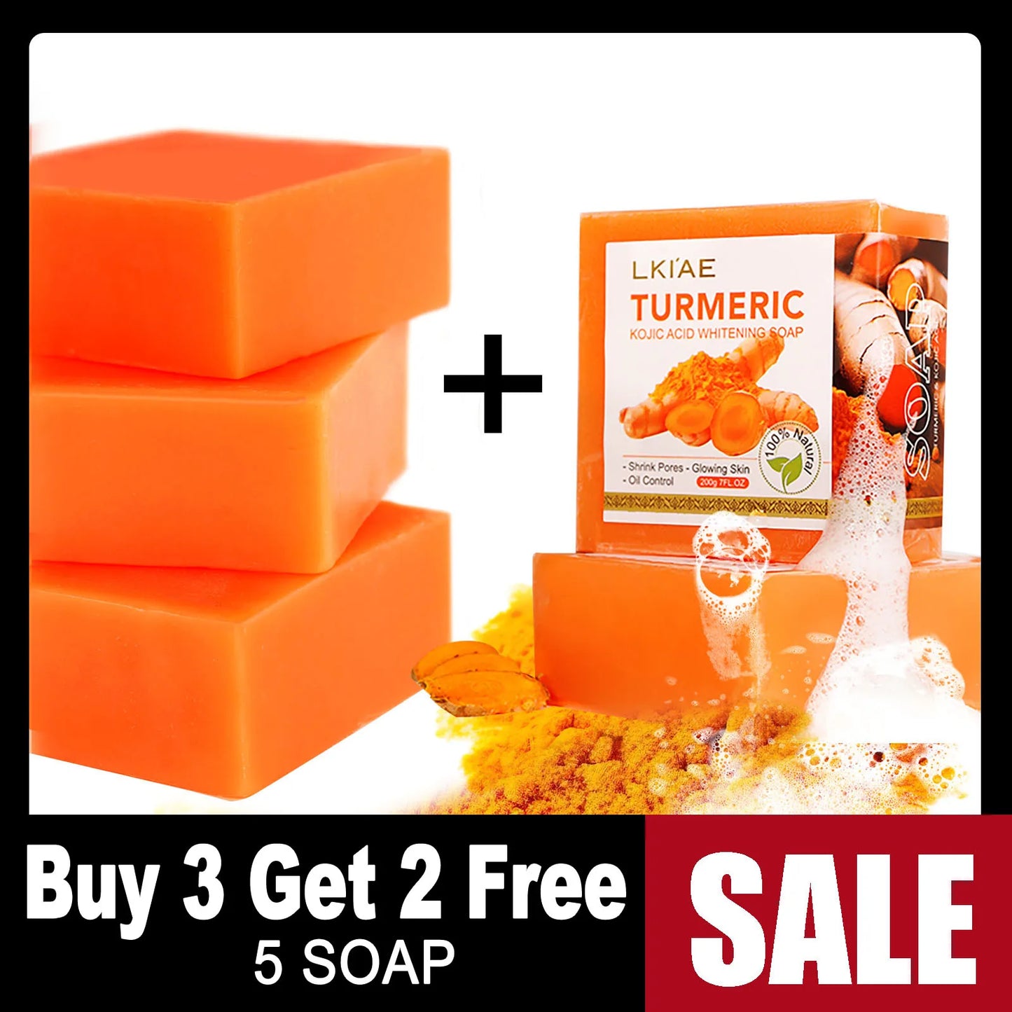 Natural Turmeric Whitening Body Wash, Deeply Clean Skin, Remove Dark Spot, Pimple, Acne, Smooth Skin, For Face & Body Soap Bar