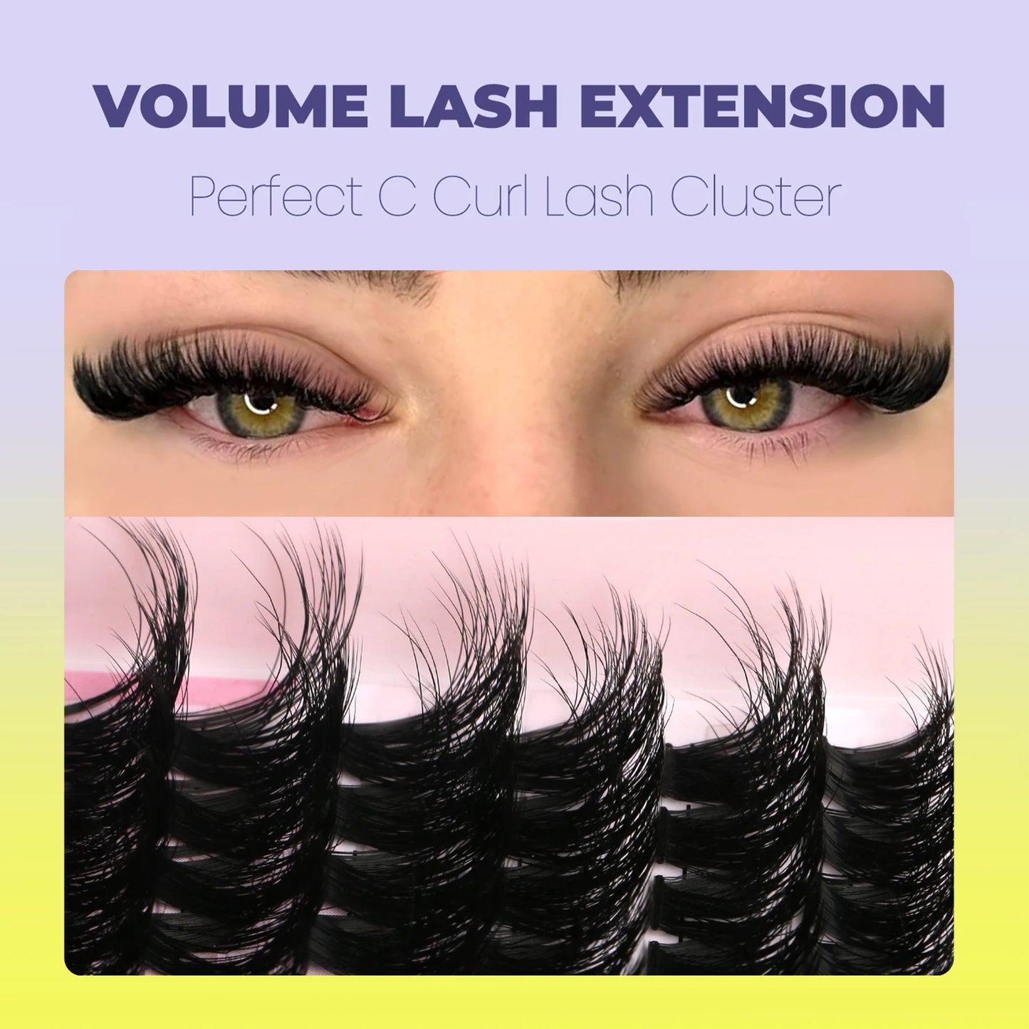 GROINNEYA Lashes Clusters Cat Eyelashes Wispy Individual Lashes Extensions Volume Fluffy Clusters Lashes DIY Eyelashes Makeup