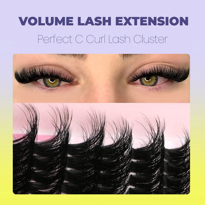 GROINNEYA Lashes Clusters Cat Eyelashes Wispy Individual Lashes Extensions Volume Fluffy Clusters Lashes DIY Eyelashes Makeup