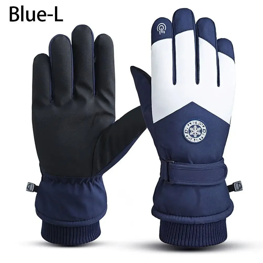 2025 Winter Snowboard Ski Gloves PU Leather Non-slip Touch Screen Waterproof Motorcycle Cycling Fleece Warm Riding Gloves