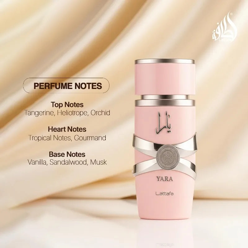Lattafa Yara 2 Piece Set Eau de Parfum Femmen Spray 100ml Original Arab Perfumes Lasting Floral Pheromones Perfume Makeup 3.4 Oz