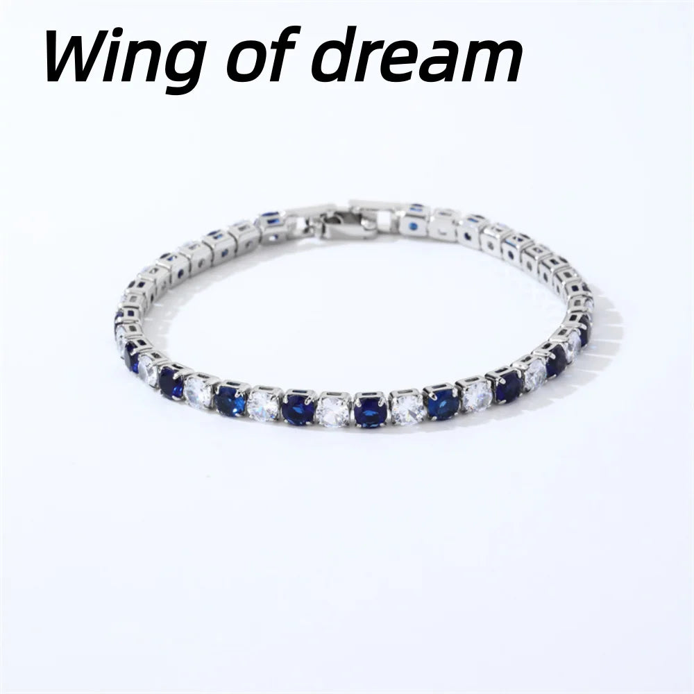 925 Sterling Silver Jewelry, 16cm-21cm Tennis Bracelet 4mm Crystal Zircon Anniversary Gift Women's Sterling Silver Bracelet