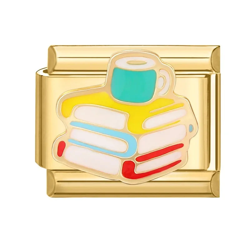 New Fashion 9mm 15 Style Italian Modular Charm Bracelet Fashionable Leisure Holiday Scenery Literary Modular Elastic Bracelet