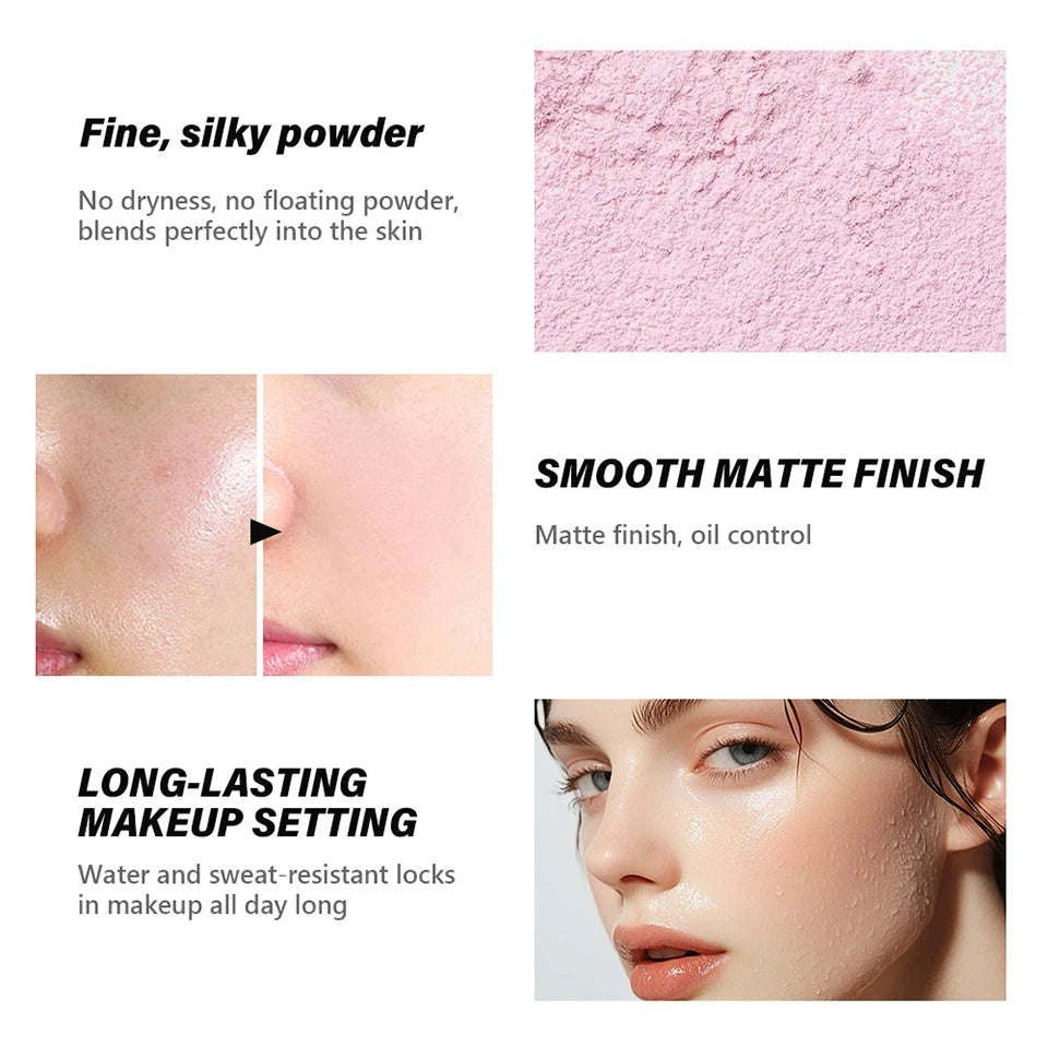 Loose Baking&Setting Powder Long Lasting Oil Control Natural Face Matte Waterproof BrighTening Loose Powder Makeup Cosmetics